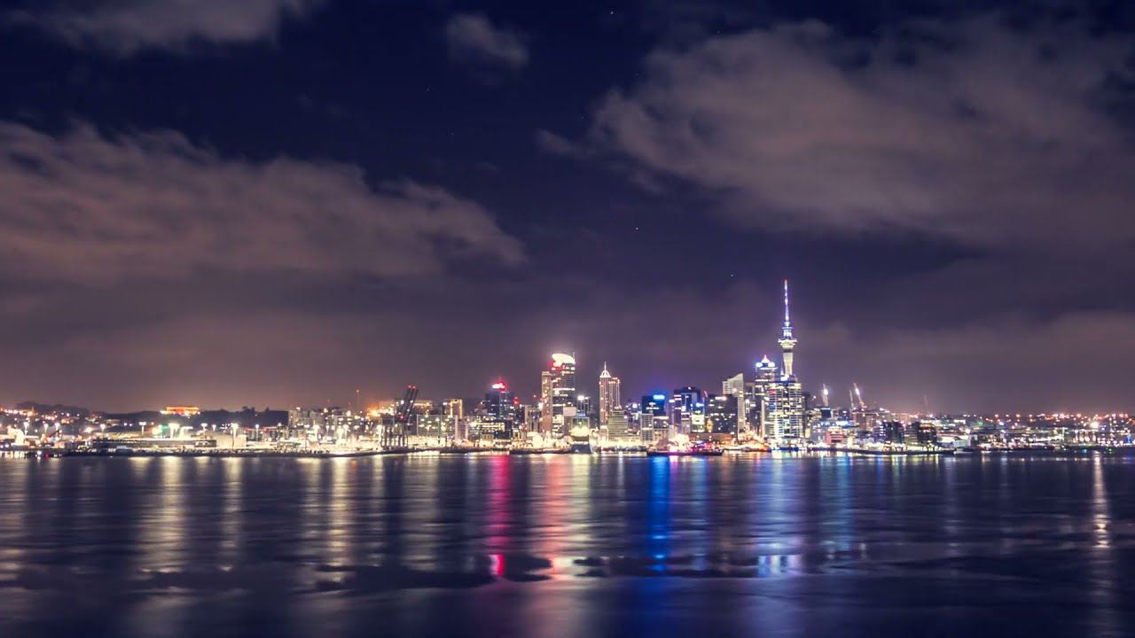 Auckland city skyline at night